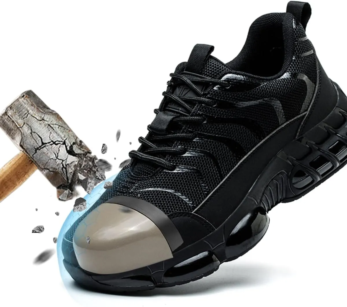Steel Toe Shoes for Men Women Lightweight Safety Sneakers Composite Toe Work Shoes Puncture Proof Industrial Construction Shoes Black