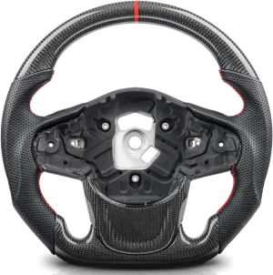 Steering Wheel for Supra GR A90 2019  Real Carbon Fiber Steering Wheel with D-shaped Flat-bottom Preforated Leather Grip Red Hand-Stitched
