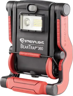 Streamlight 61523 BearTrap 360 2000-Lumen Rechargeable Work Light with Spot and Floods Modes, Rotating Body, and Magnetic Base, Red