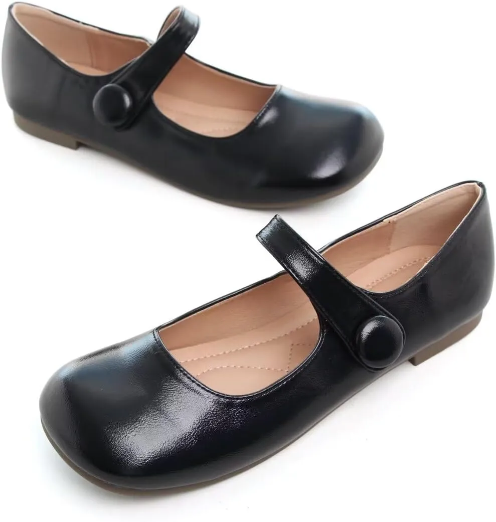 Stunner Women's Leather Dress Flats - Comfortable Square Toe Slip On Mary Jane Work Flats