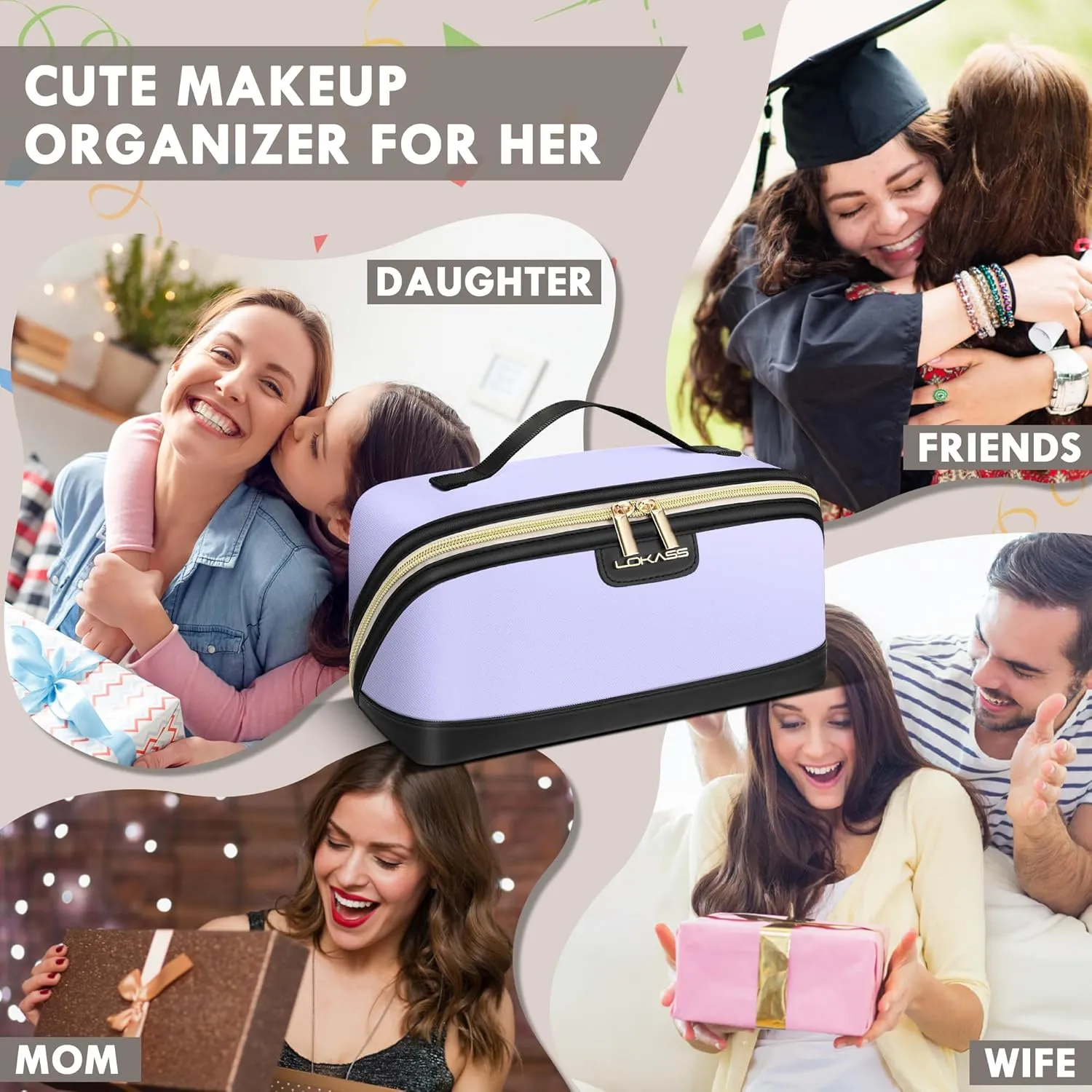 Stylish Travel Makeup Bag for Women - Large Capacity Waterproof PU & Cosmetic Organizer with Divider and Handle, Open Flat Toiletry Bag, Spring Break Essentials & Travel Accessories - Light Blue