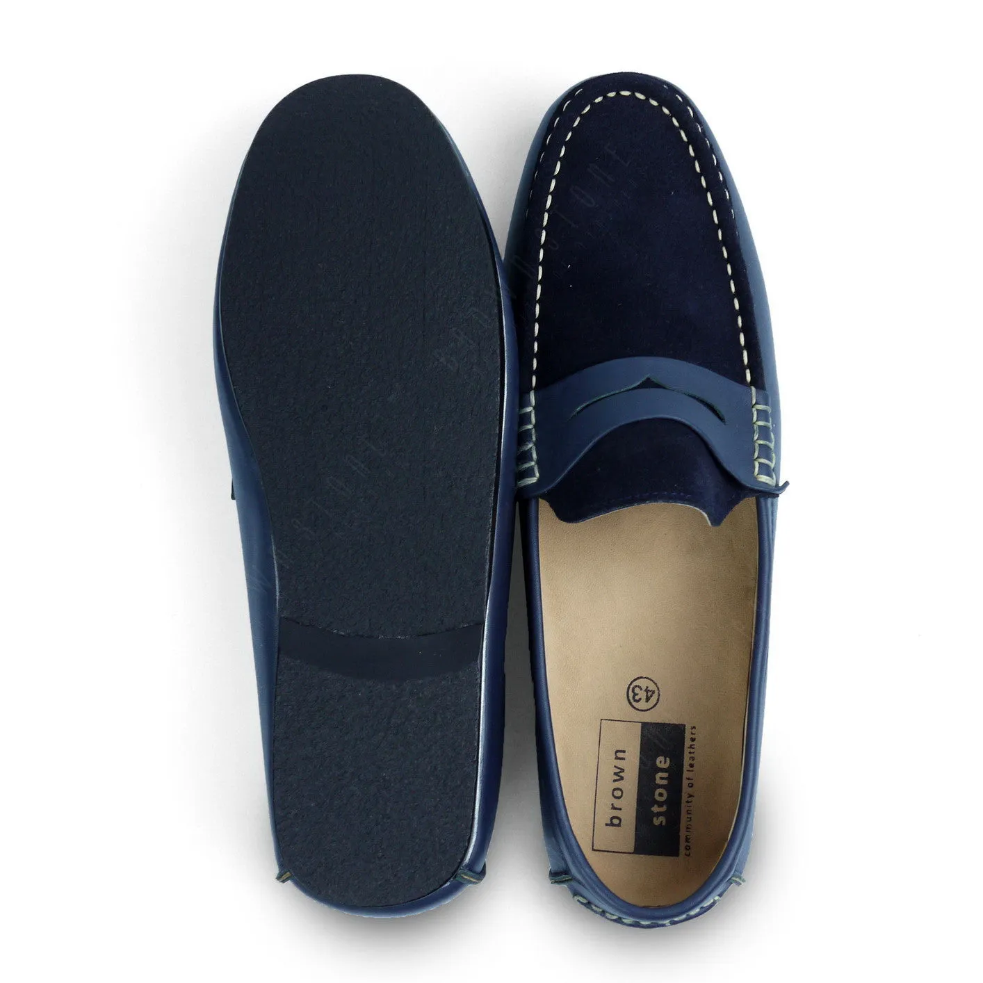 Suede Flip Leather Loafer Pure Navy
