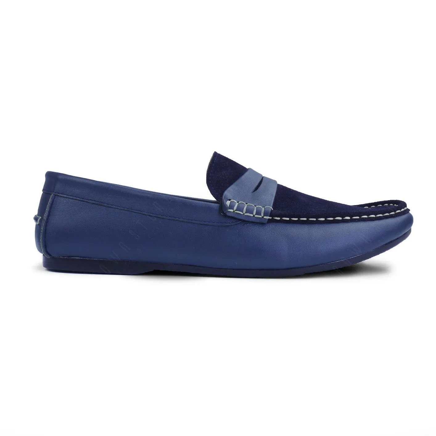 Suede Flip Leather Loafer Pure Navy