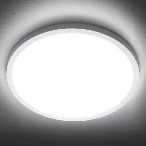 SunRider LED Flush Mount Ceiling Light Fixture, 6000K Cool White, 2400LM, 12 Inch 24W Modern Round Flat Lights, 240W Equiv. Panel Lamp, Non-Dimmable