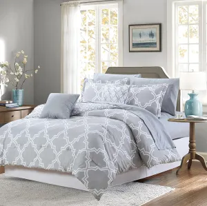 Sweet Home Collection Decorative Fashion Includes Comforter, Sheet Set, and More, King, Light Gray, 9 Piece