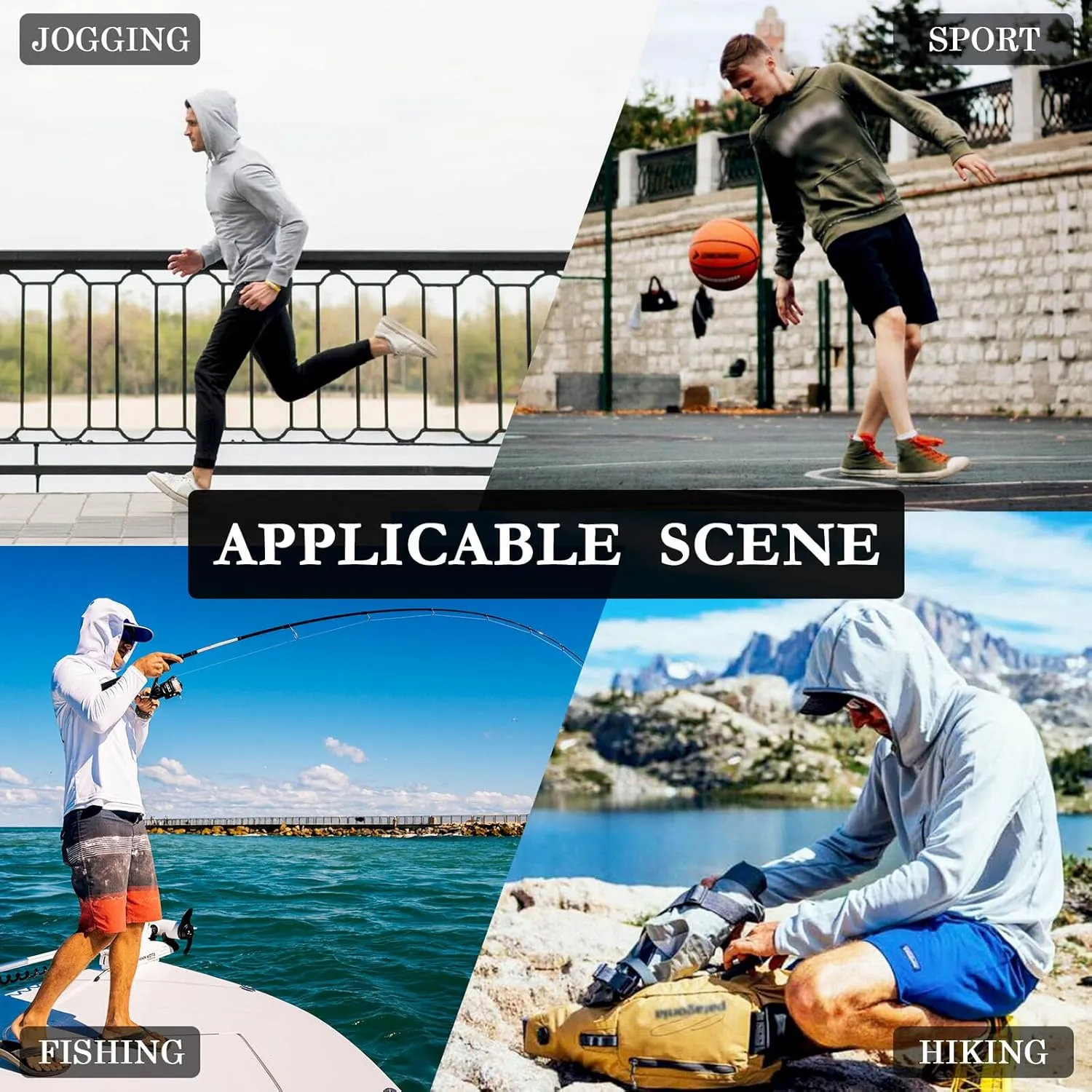 Tangerine Gingham Mens Hoodie Sun Protection Long Sleeve UPF 50   Mens Sun Shirts Sunproof Shirts Rash Guard Men