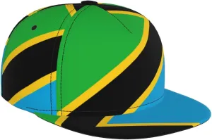 Tanzania Flag Outdoor Sports Baseball Cap, Daily Sports Adjustable Fashionable Flat Brim hat, Unisex Four-Season Outdoor Sports Cap, Black