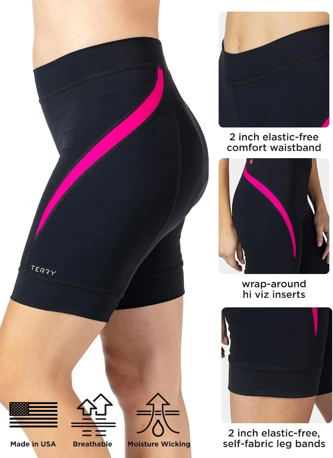 Terry Bike Shorts Women Padded Breakaway LTD Hi-Vis Cycling Shorts for Women with Padding, Chamois Bicycle Short