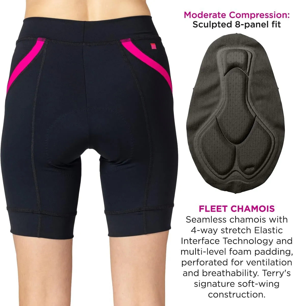 Terry Bike Shorts Women Padded Breakaway LTD Hi-Vis Cycling Shorts for Women with Padding, Chamois Bicycle Short