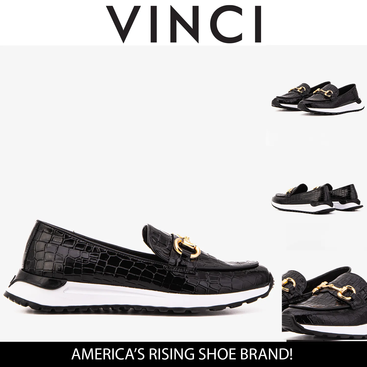 The Milan Black Croc-Embossed Leather Women Sneaker