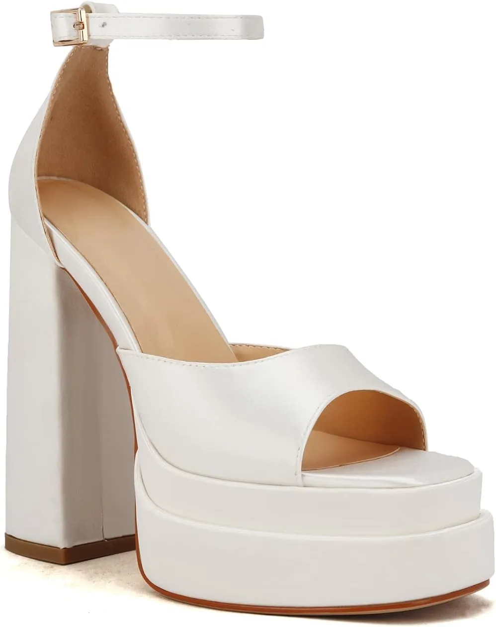 THESHY Womens Platform Ankle Strap Sandals Open Toe Wedge Chunky High Block Heels Fashion Dress Sandal for Women