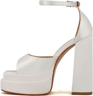 THESHY Womens Platform Ankle Strap Sandals Open Toe Wedge Chunky High Block Heels Fashion Dress Sandal for Women