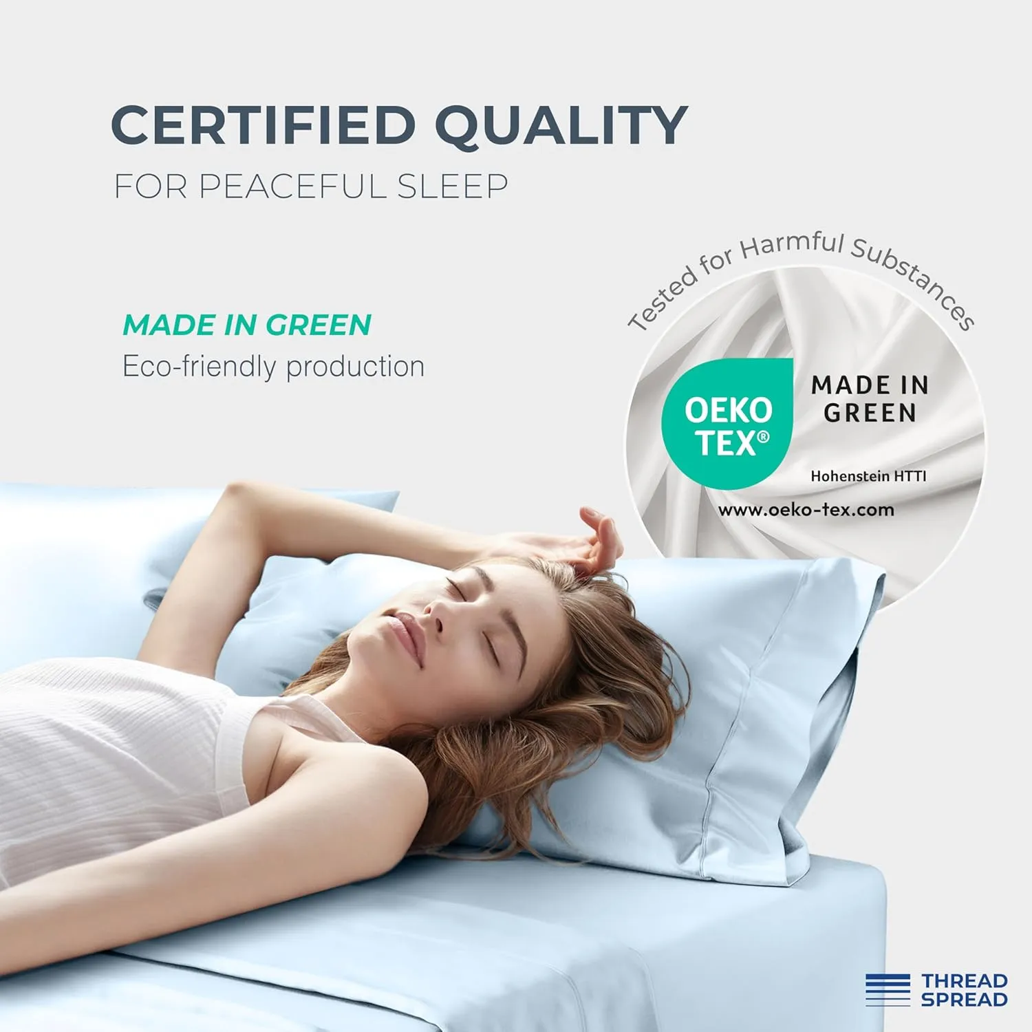 THREAD SPREAD 100% Egyptian Cotton King Size Sheets Set - Luxury 1500 Thread Count Egyptian Cotton Sheets King Size, 17" Deep Pocket, Soft, Cooling Sateen Weave Hotel Quality Bedding Set - Light Blue