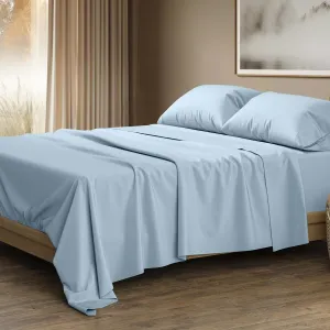 THREAD SPREAD 100% Egyptian Cotton King Size Sheets Set - Luxury 1500 Thread Count Egyptian Cotton Sheets King Size, 17" Deep Pocket, Soft, Cooling Sateen Weave Hotel Quality Bedding Set - Light Blue
