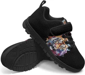 Tiger Print Kids Barefoot Shoes for Little Boys Winter Ankle Running Athletic Walking Strap Sneakers