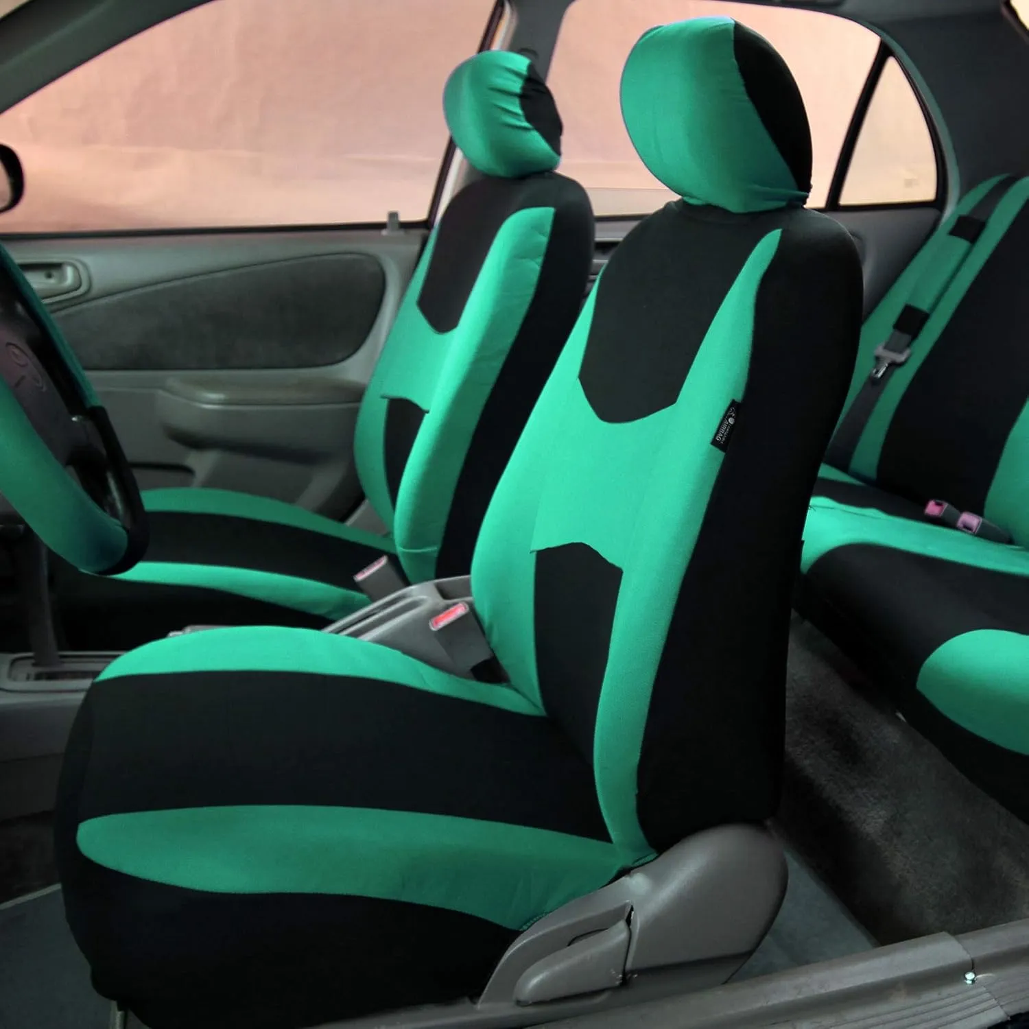 TLH Light and Breezy Flat Cloth Automotive Car Seat Covers Front Set Only, Airbag Compatible, MintColor Universal Fit Car Seat Protector for Cars, Auto, Trucks, SUV