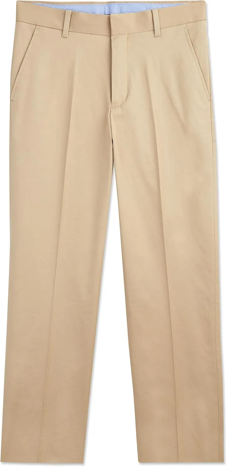 Tommy Hilfiger Boy's Flat-front Twill Dress Pant, Straight Leg Fit, Belt Loops & Slant Front Pockets