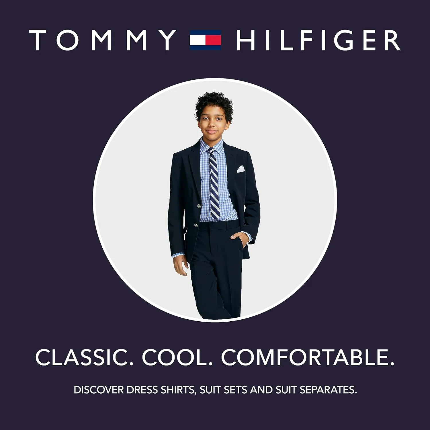 Tommy Hilfiger Boy's Flat-front Twill Dress Pant, Straight Leg Fit, Belt Loops & Slant Front Pockets