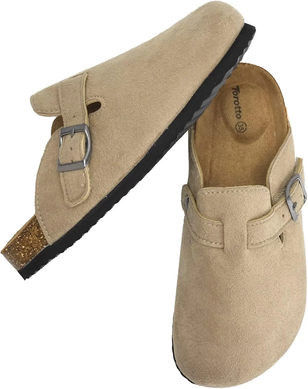 Torotto Kids Clogs Cork Footbed Slippers Arch Support Potato Shoes with Adjustable Buckle for Boys Girls