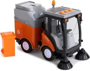 Toy To Enjoy Street Sweeper Toy Truck with Light & Sound Effects - Friction Powered Wheels, Removable Garbage Can & Rotating Brushes - Heavy Duty Plastic Cleaning Vehicle Toy for Kids & Toddlers
