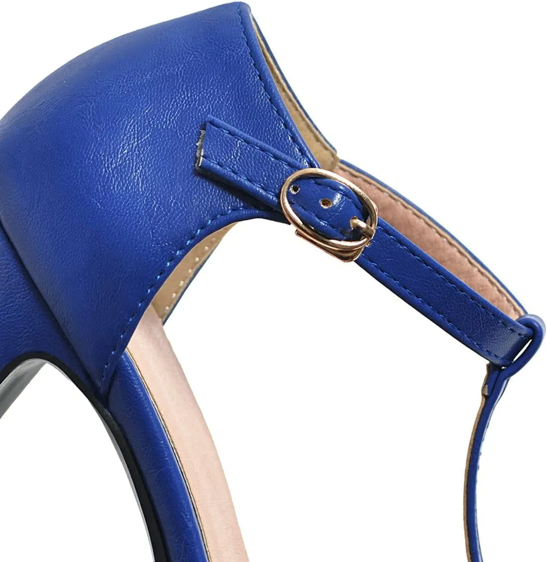 Trendenzy Womens T Strap Mary Jane Pumps Chunky High Heel Bowtie Dress Shoes