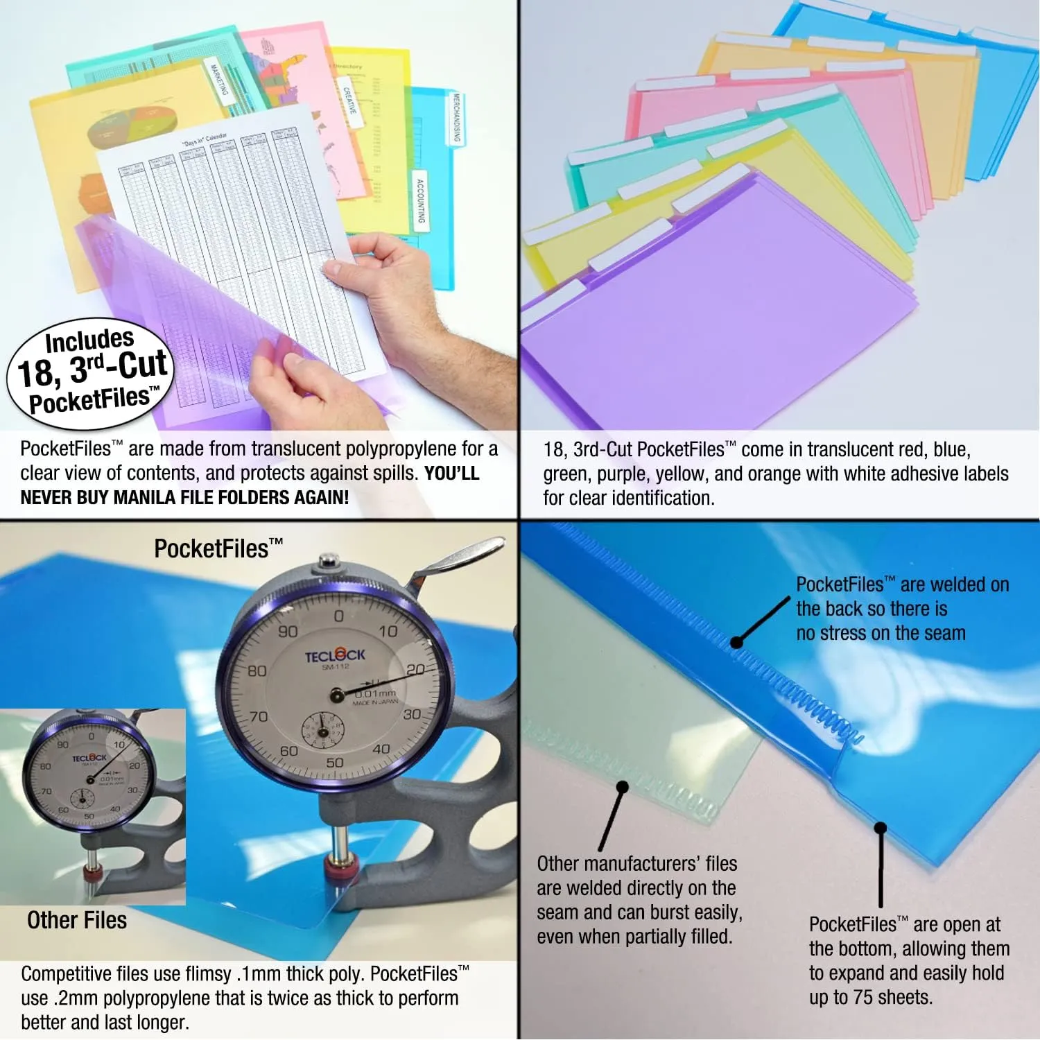 Ultimate Office WalMaster Heavy Duty 10-Pocket Chart Filing System for Classroom and Office, Wall File Organizer PLUS 18 PocketFiles, Mounting Hardware and Spring-Loaded Door Hooks