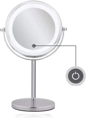 Vanity Mirror Bathroom Vanity Mirror 10X Magnifying Mirror with Dimmable Light 7Inch LED Lighted Vanity Mirror for Makeup Shaving with in Bathroom 360° Rotation Portable Illuminated Powered by Bat