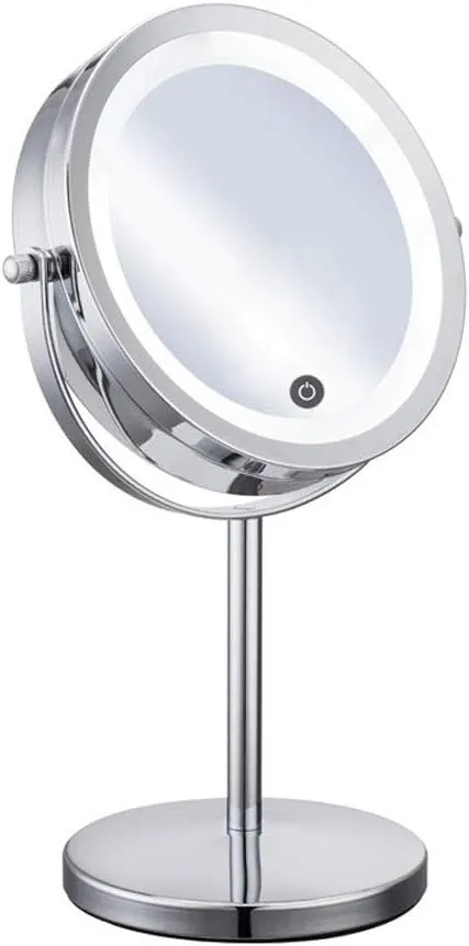 Vanity Mirror Bathroom Vanity Mirror Lighted Makeup Mirror with Dimmable Lights， 5X Makeup Mirror with Lights and Magnification，Touch Screen， Double Side Vanity，