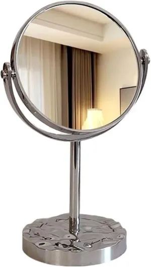 Vanity Mirror Light Luxury Ripple Dresser Double Sided Round Mirror Home Tabletop Magnifying Makeup Mirror Dressing Mirror Household Cosmetic Mirror