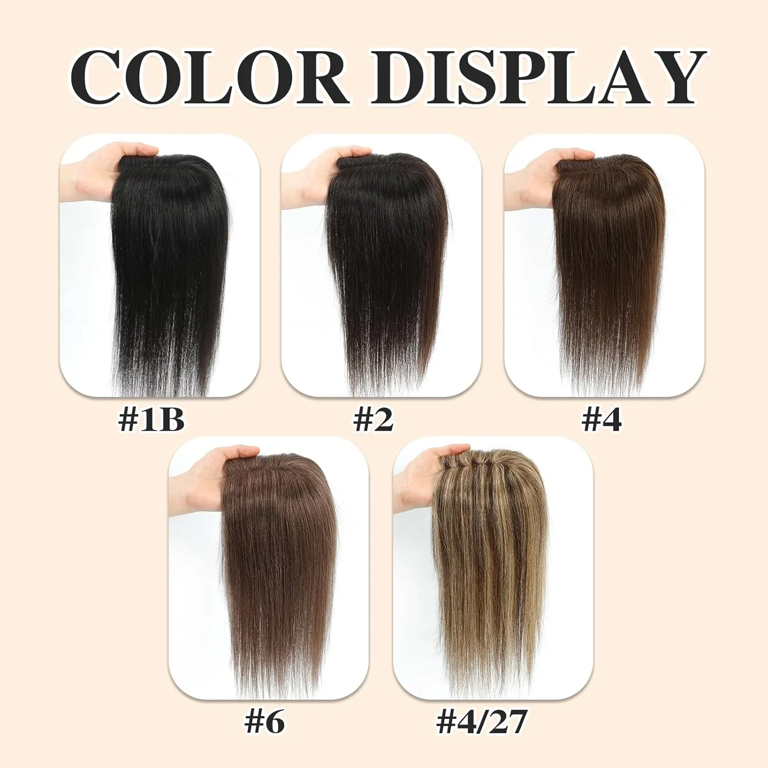 VASILIA Real Human Hair Toppers for Women with Thinning Hair, 4x4.8 Upgrade Basement 360° Cover 3D Wiglets Hairpieces Topper, Highlight P4/27 12 Inch