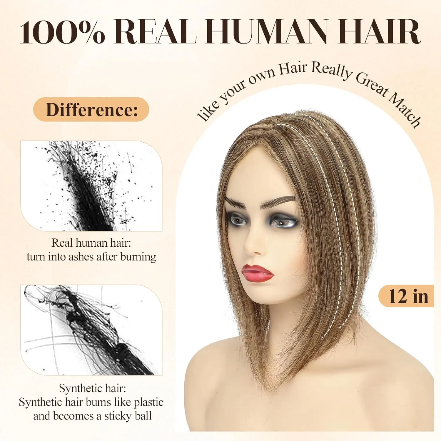 VASILIA Real Human Hair Toppers for Women with Thinning Hair, 4x4.8 Upgrade Basement 360° Cover 3D Wiglets Hairpieces Topper, Highlight P4/27 12 Inch