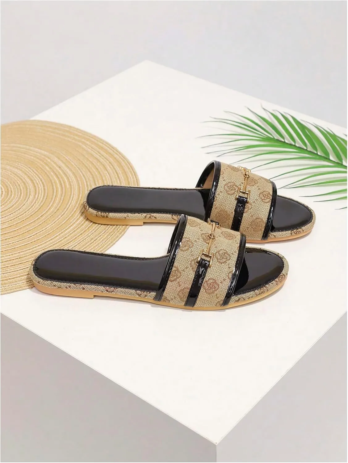 Verdusa Women's Open Toe Slides Single Band Slip On Flat Sandals Summer Shoes