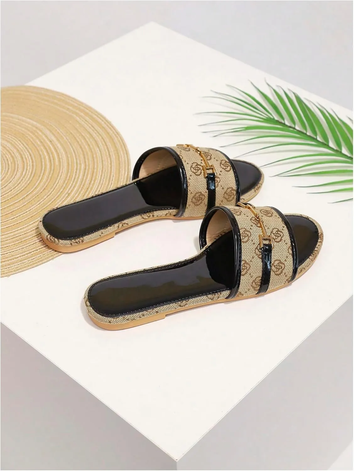 Verdusa Women's Open Toe Slides Single Band Slip On Flat Sandals Summer Shoes