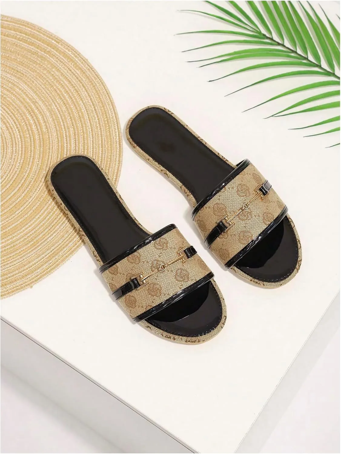 Verdusa Women's Open Toe Slides Single Band Slip On Flat Sandals Summer Shoes