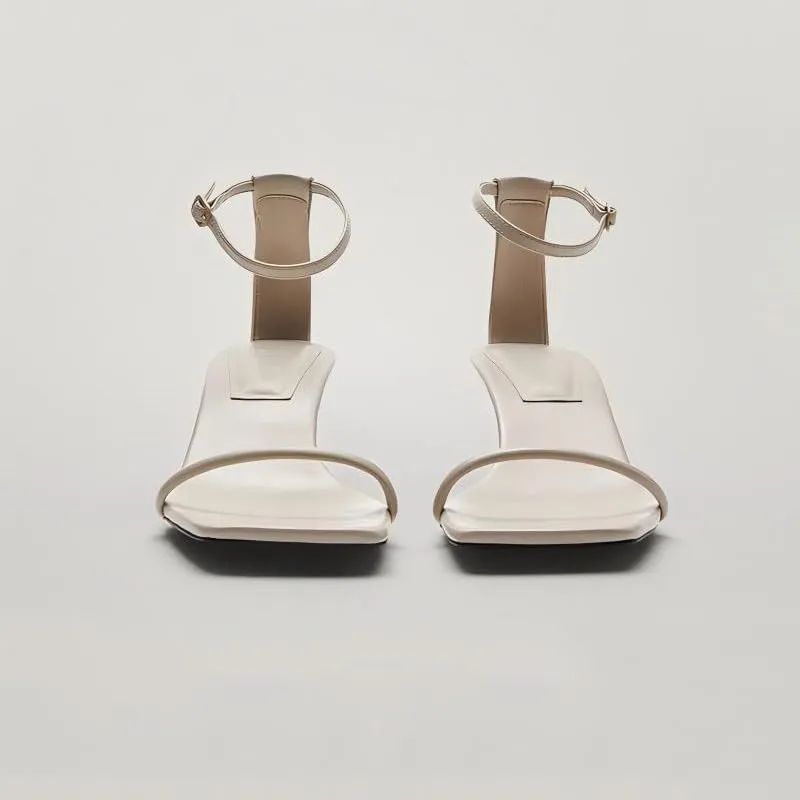 Vertundy Womens One Band Square Toe kitten Heels Ankle Strap Low Stiletto Sandals