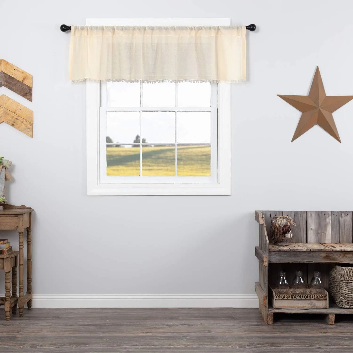 VHC Brands Tobacco Cloth Natural Curtain, Valance 16x60