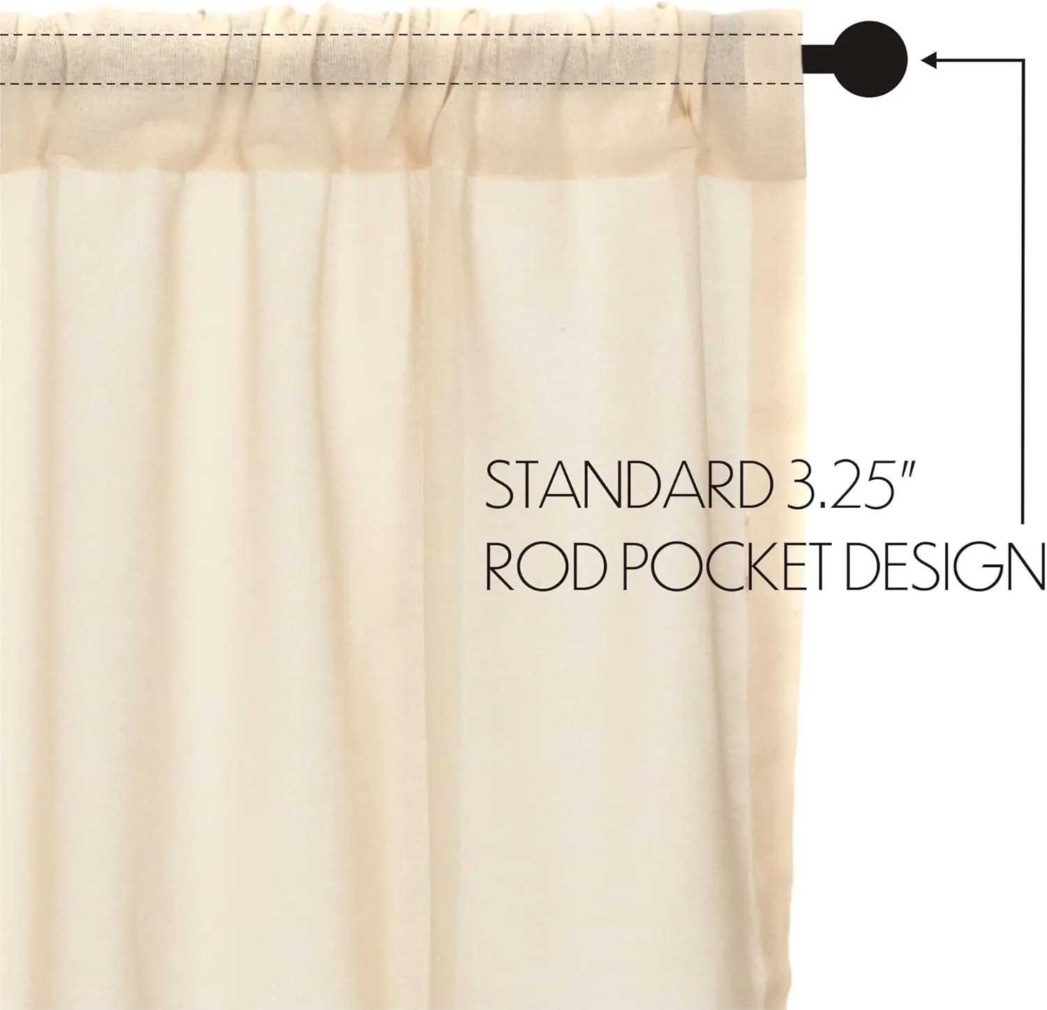 VHC Brands Tobacco Cloth Natural Curtain, Valance 16x60