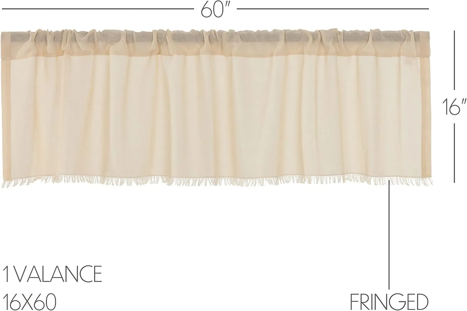 VHC Brands Tobacco Cloth Natural Curtain, Valance 16x60