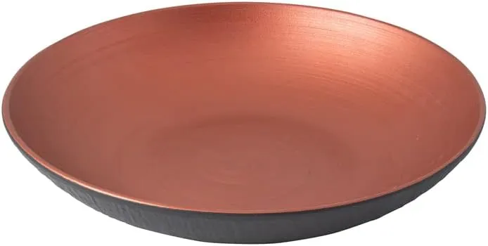 Villeroy & Boch Manufacture Rock Glow Flat Bowl, Premium Porcelain in a Refreshing Combination of Copper and Black, Made in Germany, Dishwasher Safe, 9.25 in