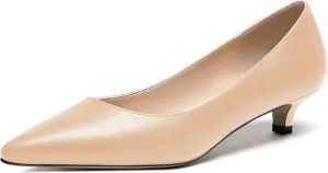 WAYDERNS Women's Matte Pointed Toe Slip On Kitten Low Heel Pumps Shoes 1.5 Inch