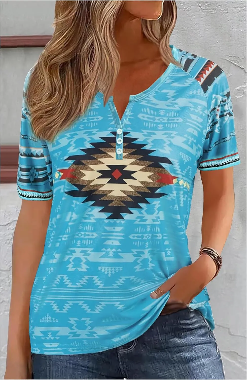 Western T Shirts for Women Cowgirls Graphic Henley Outfits Ladies Rodeo Country Concert Tops Beach Vacation Tees Clothes