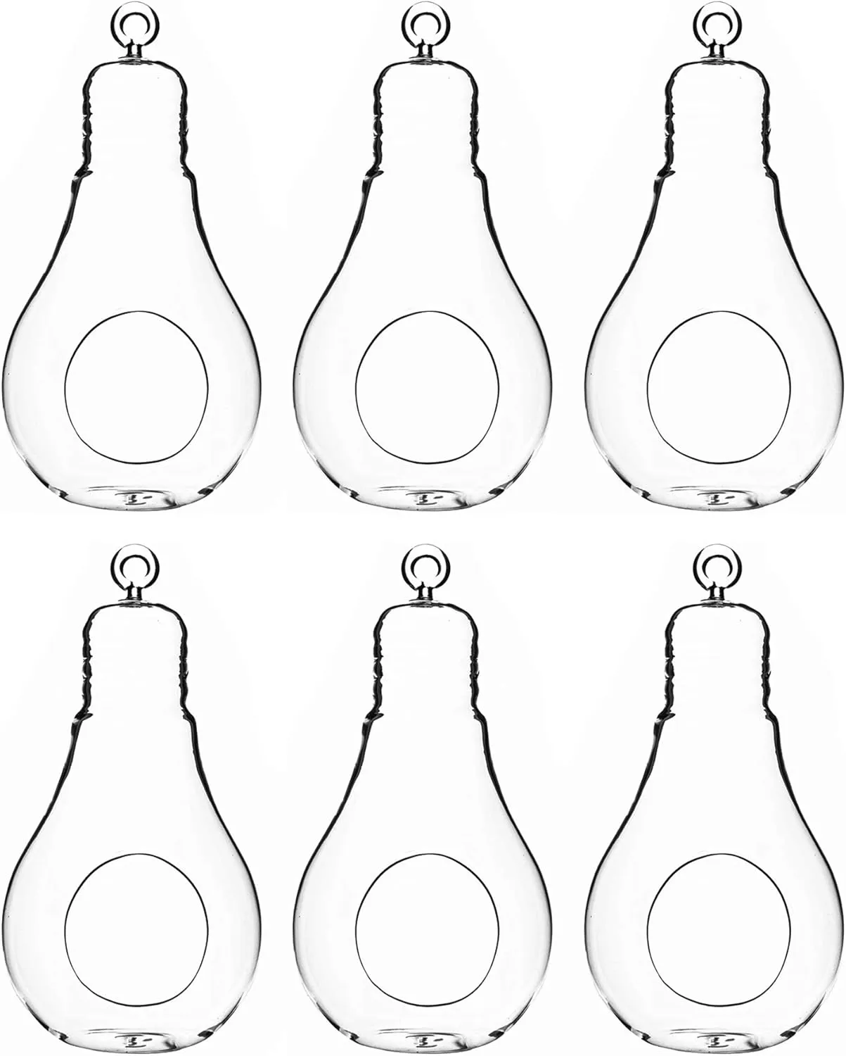 WGV Hanging Glass Plant Terrarium Bulk, Width 3.5", Height 7", Bulb DIY Air Succulent Planter Clear Tea Light Votive Candle Holder, Wedding Event Office Home Outdoor Decor, 6 Pieces