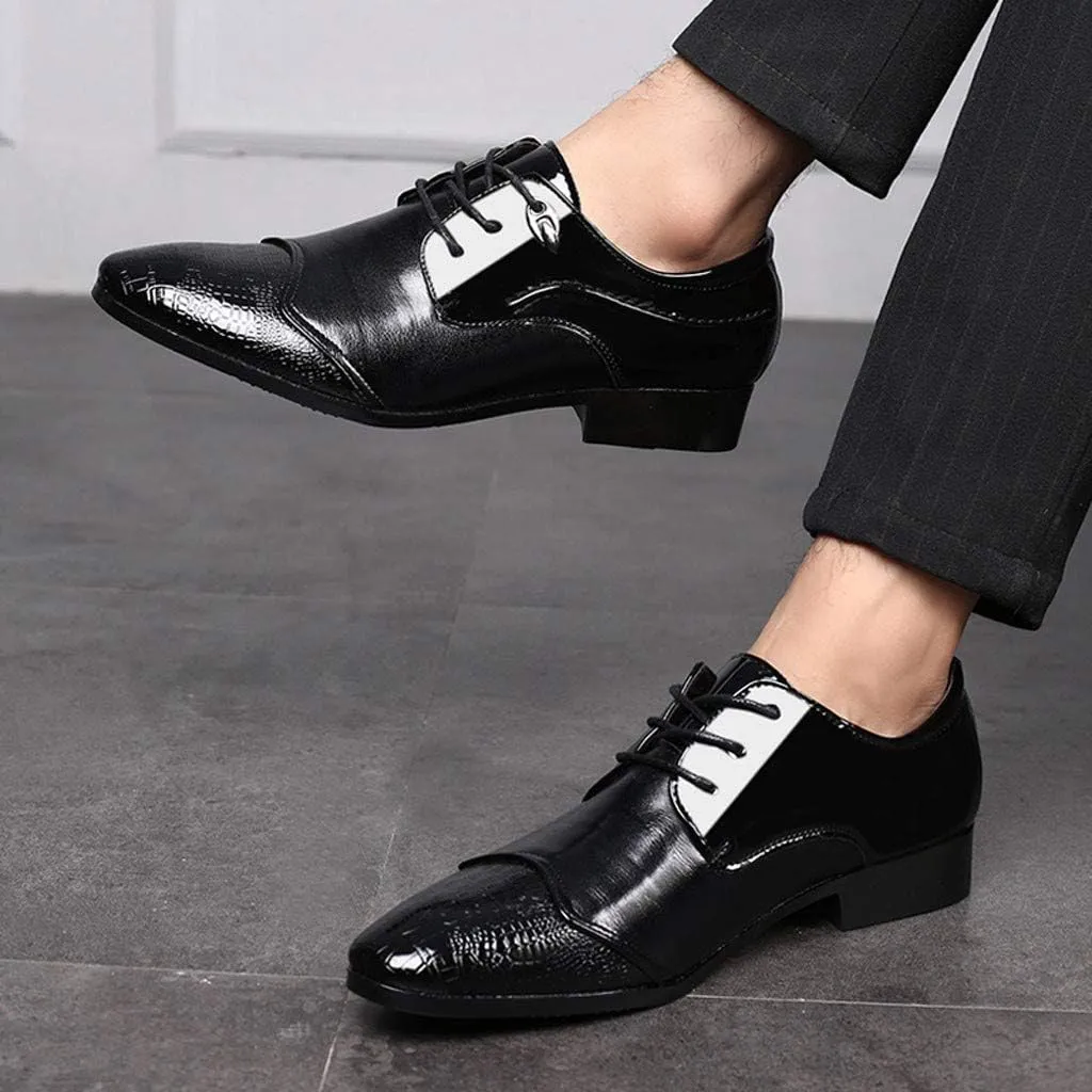White Mens Semi Formal Shoes Comfortable Shoes Male Casual Leather Shoes Suit Lace Wedding Men Shoe Business Men's Leather Shoes Mens Oxfords Dress Shoes