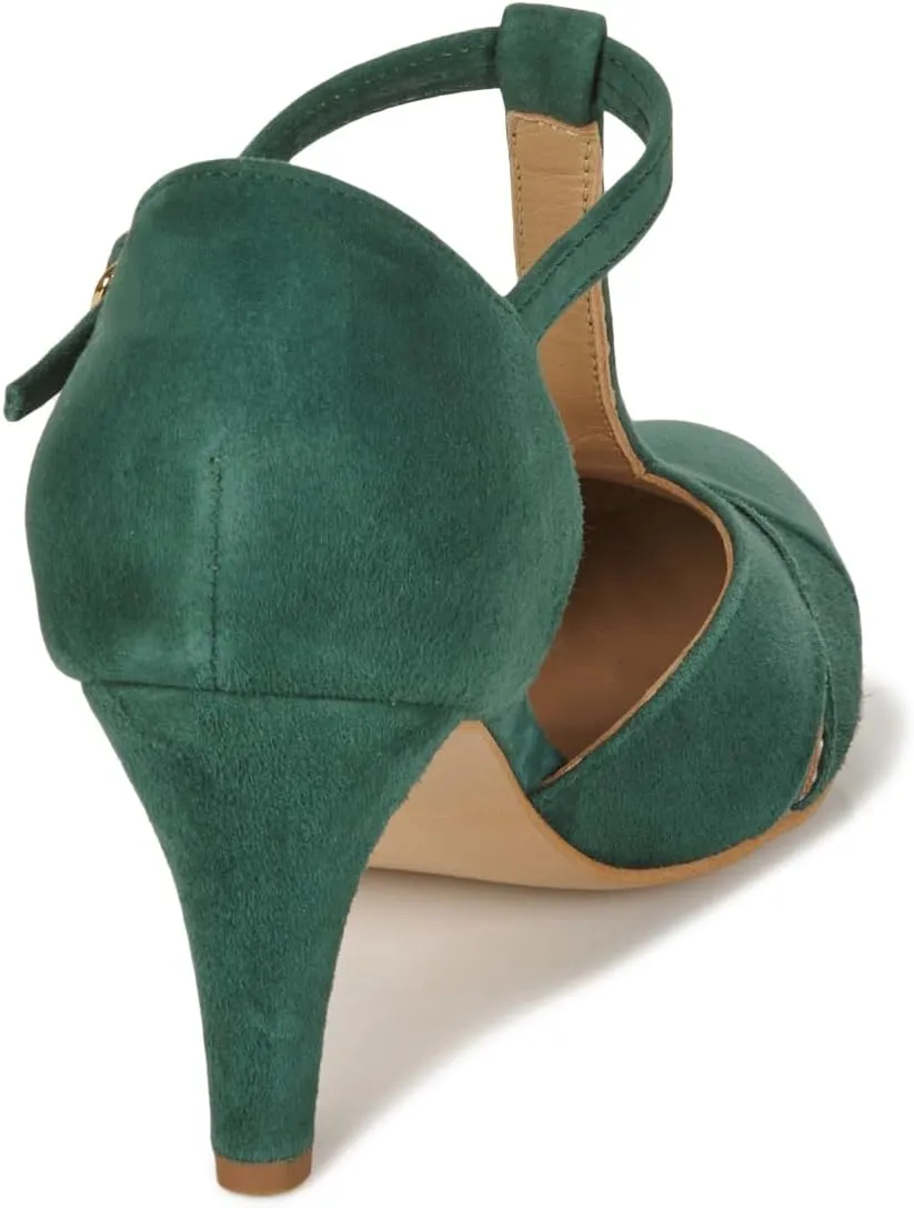 Women Kitten Heels Mary Jane Pumps Shoes Ankle T-Strap Closed Round Toe Sandals Heeled Cut Out Suede Mary Janes Dress Shoe Mid Thin Heel Patchwork Office Ladies Wedding Party Dance 4-11 M US