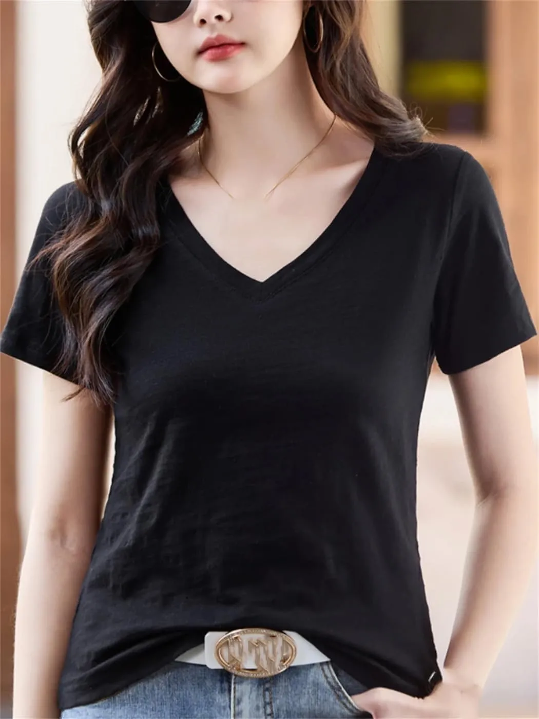 Women Short Sleeve O Neck T-Shirt Casual Loose Tops Summer Korean Style Tees