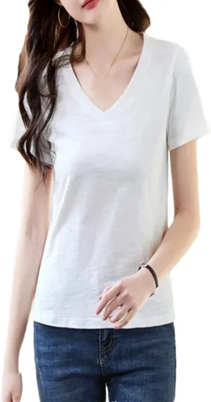 Women Short Sleeve O Neck T-Shirt Casual Loose Tops Summer Korean Style Tees