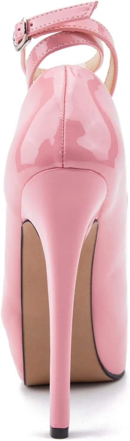 Women's Ankle Cross Strap Pumps Platform Stiletto Dress High Heel