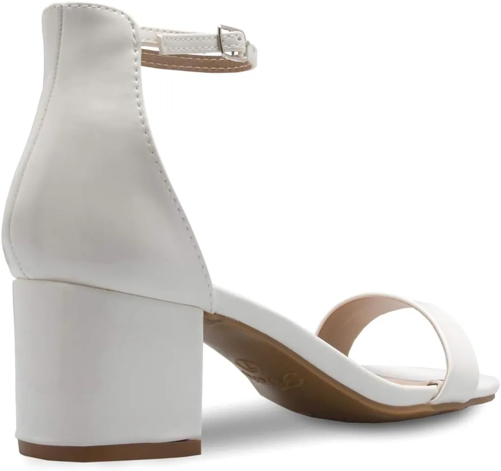 Women's Ankle Strap Kitten Heel ? Adorable Low Block Metal Heel