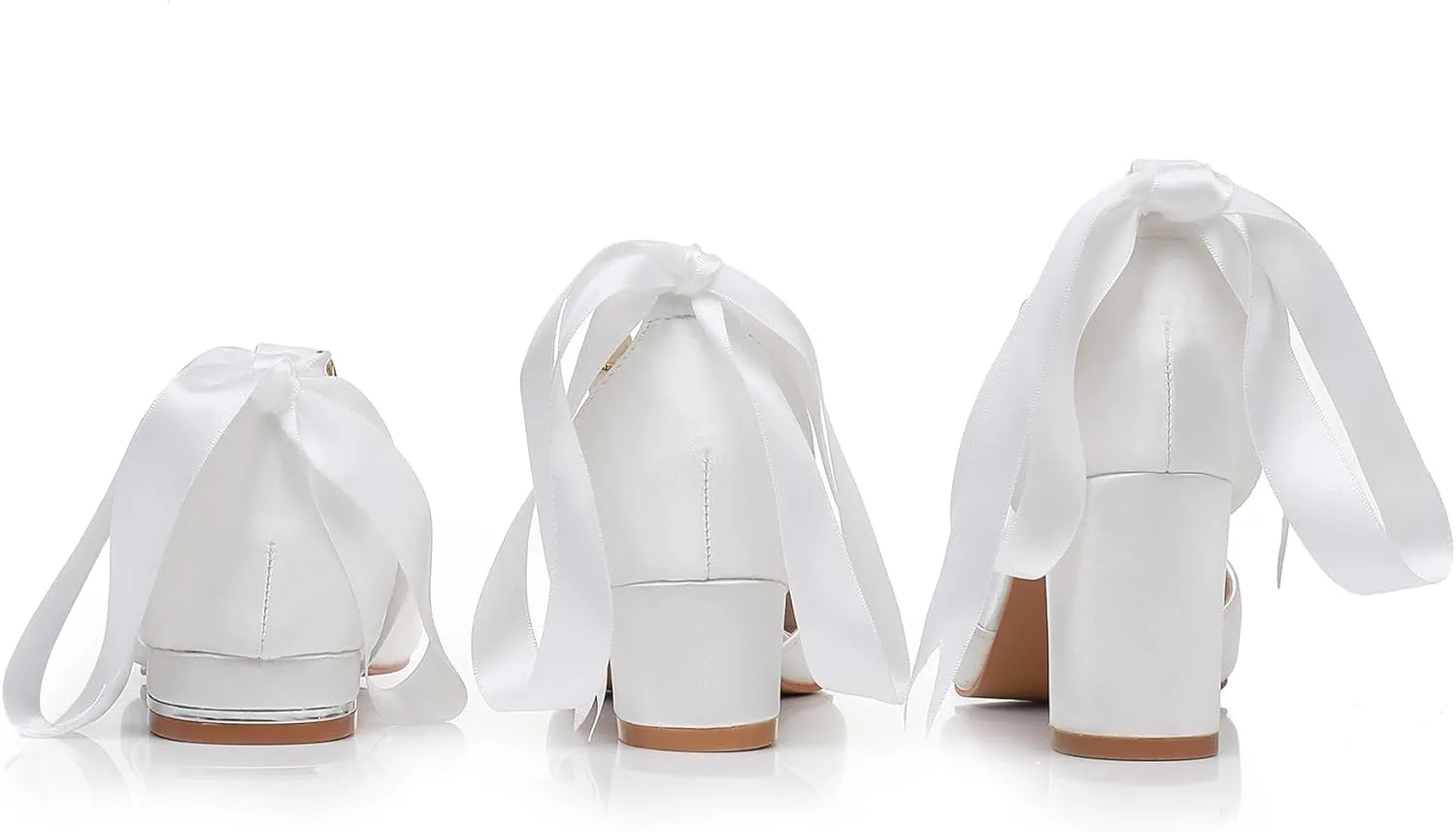 Women's Ankle Strap Pumps with Pearls, Pointed Toe, 3" Heel, White