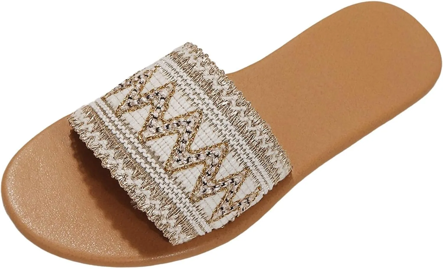 Women's Bohemian Slippers Fashionable Embroidered Beads Beach Slippers Yoga Mat Dress Sandals Walking Sandals